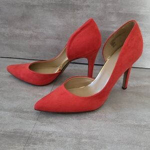 Merona Coral Faux Suede d'Orsay Pump Size 9 with 3 1/2 Inch Heel Like New